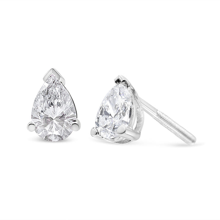 14K White Gold 1/2 Cttw Pear Shape Solitaire Lab Grown Diamond Stud Earrings (F-G Color, VS2-SI1 Clarity)
