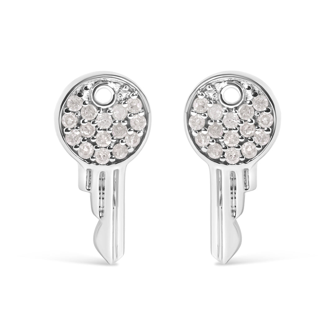 925 Sterling Silver 1/6ct TDW Diamond Charm Earrings