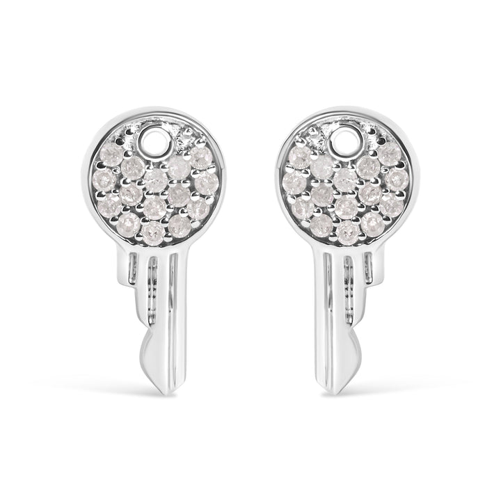 925 Sterling Silver 1/6ct TDW Diamond Charm Earrings