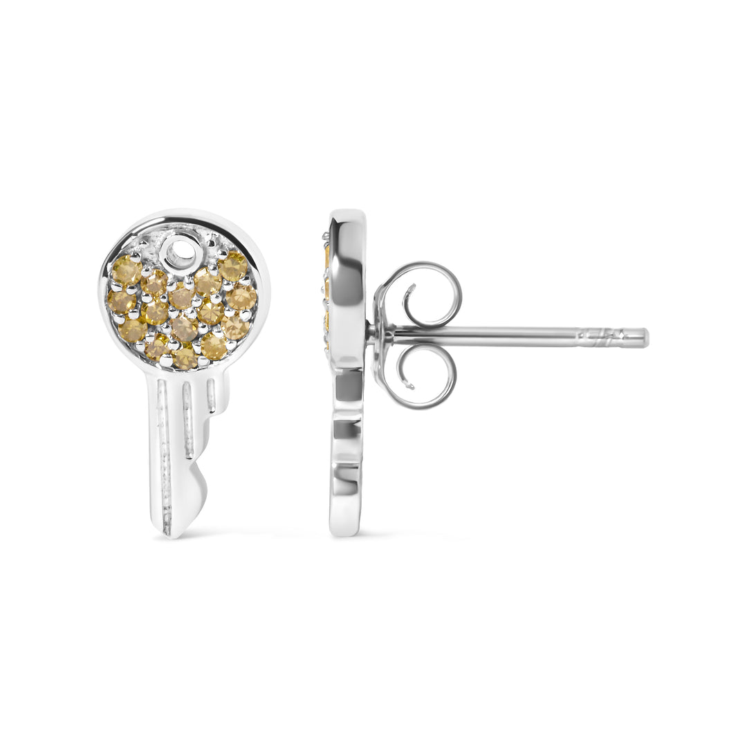 925 Sterling Silver 1/6ct TDW  Yellow Treated  Diamond Charm Earrings