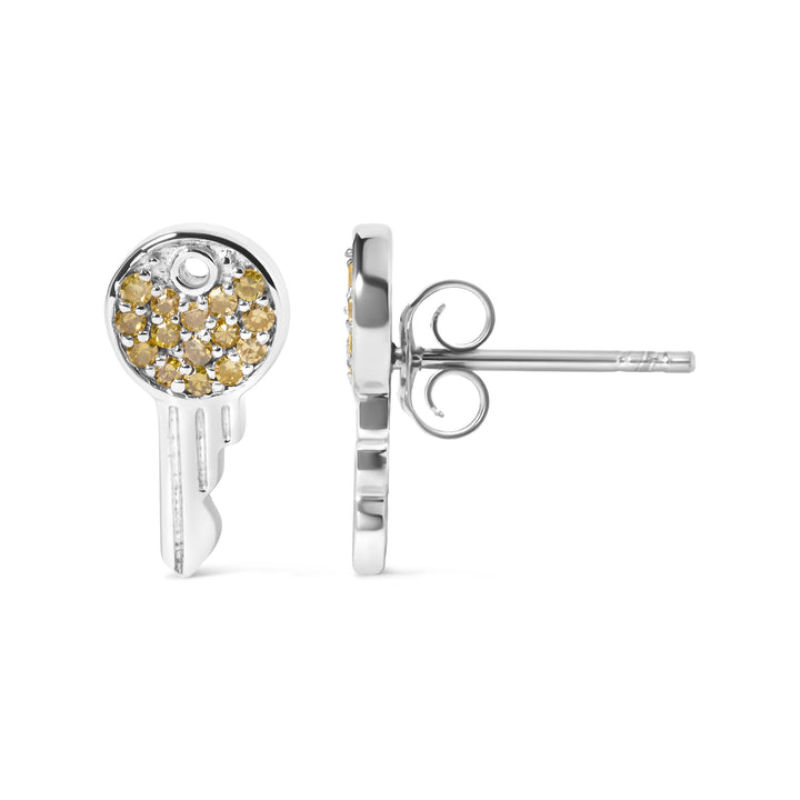 925 Sterling Silver 1/6ct TDW  Yellow Treated  Diamond Charm Earrings