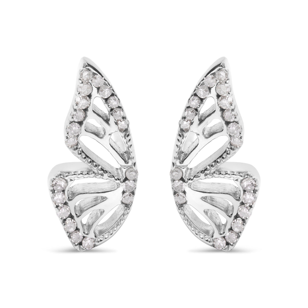 .925 Sterling Silver 1/6ct TDW Diamond Butterfly Earrings