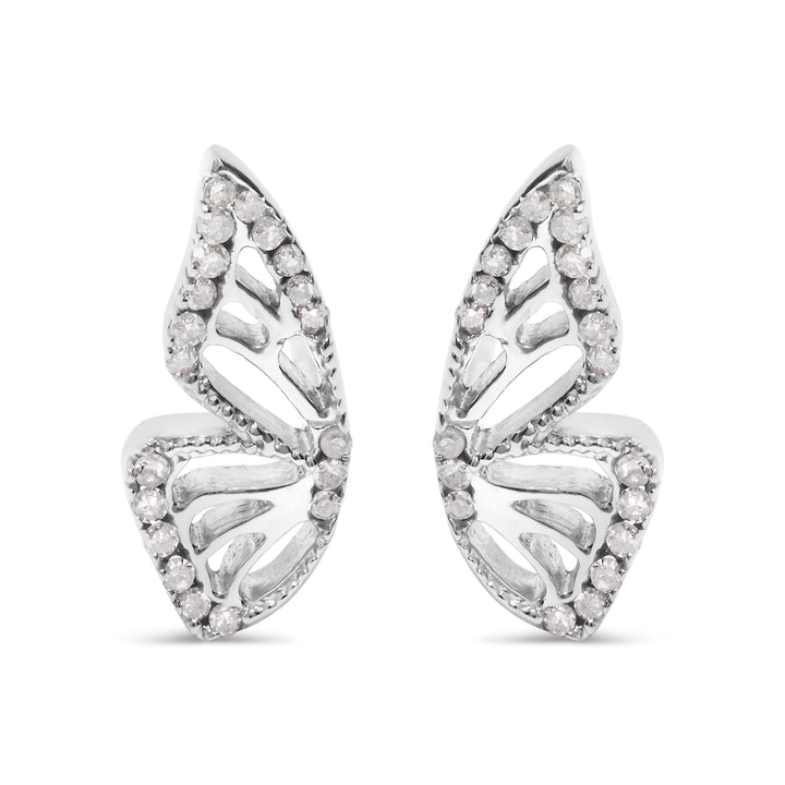 .925 Sterling Silver 1/6ct TDW Diamond Butterfly Earrings