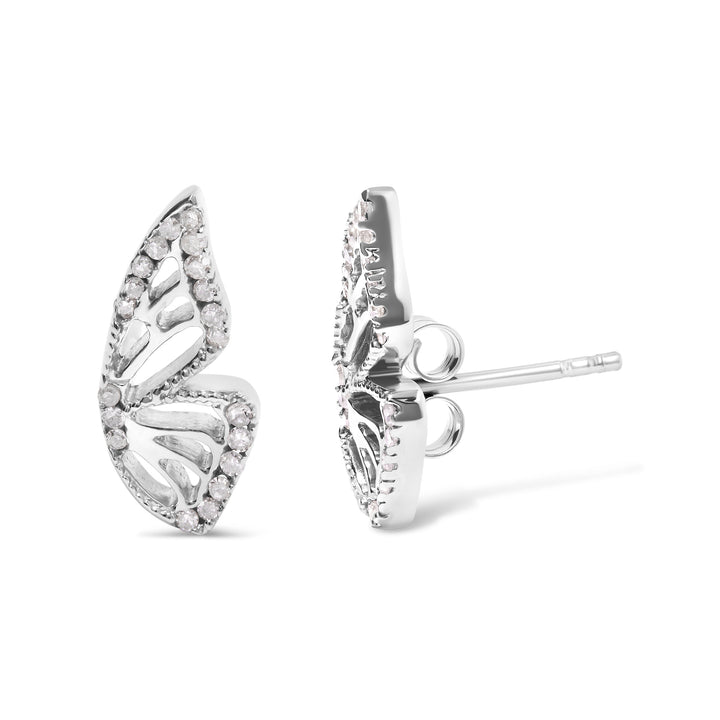 .925 Sterling Silver 1/6ct TDW Diamond Butterfly Earrings