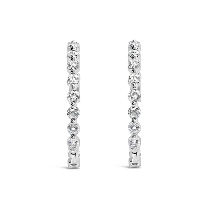 14K White Gold 5.00 Cttw Lab Grown Diamond Inside-Out Hoop Earring