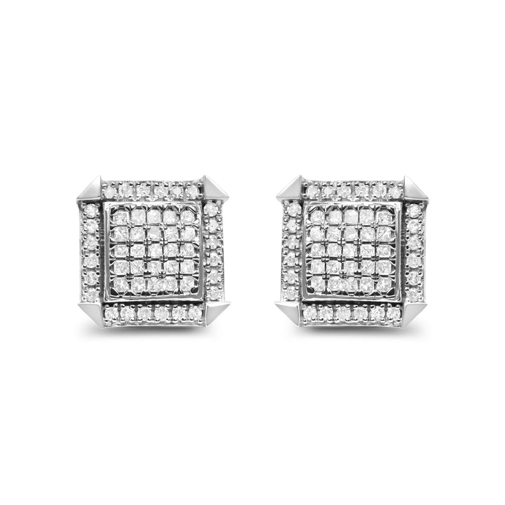 10K White Gold 1.0 Cttw Diamond  Composite with Halo Stud Earrings (H-I Color, I1-I2 Clarity)