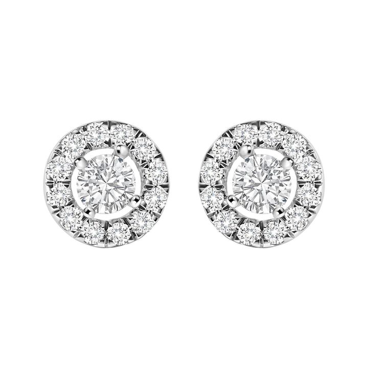 14K White Gold 3/4 Cttw Lab-Grown Diamond Floating Halo Stud Earring (F-G Color, VS1-VS2 Clarity)