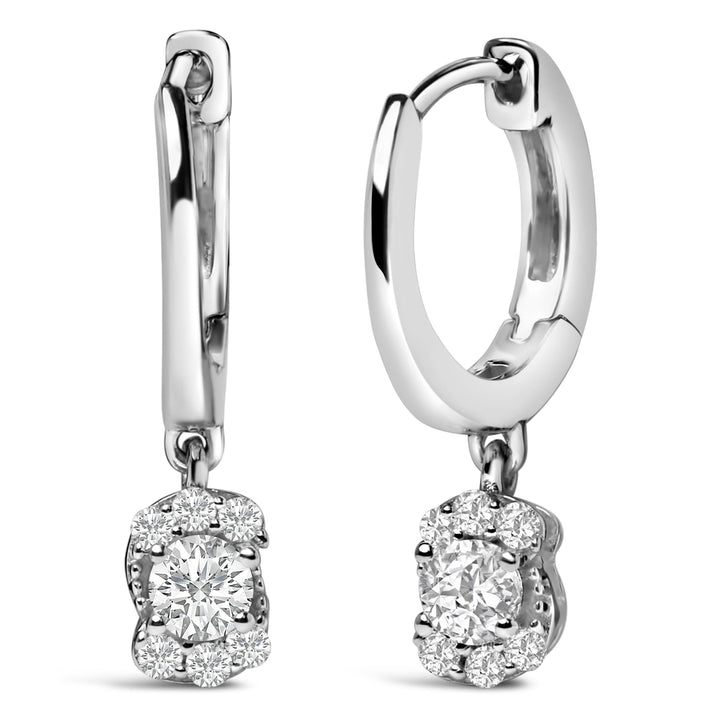 Sterling Silver 1/2 Cttw Lab Grown Diamond Floral Cluster Drop Earrings