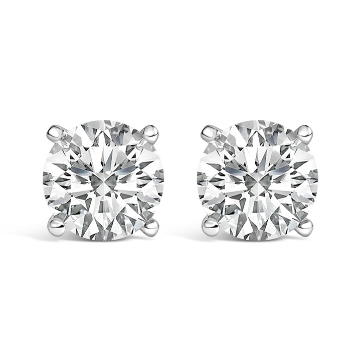 14K White Gold 2 1/2 Cttw Lab Grown Diamond Solitaire Stud Earrings