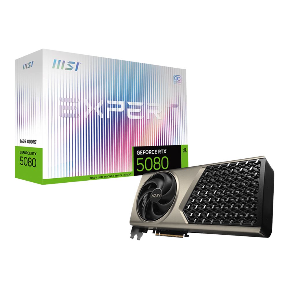 MSI NVIDIA GeForce RTX 5080 EXPERT Overclocked Dual Fan 16GB GDDR7 PCIe 5.0 Graphics Card