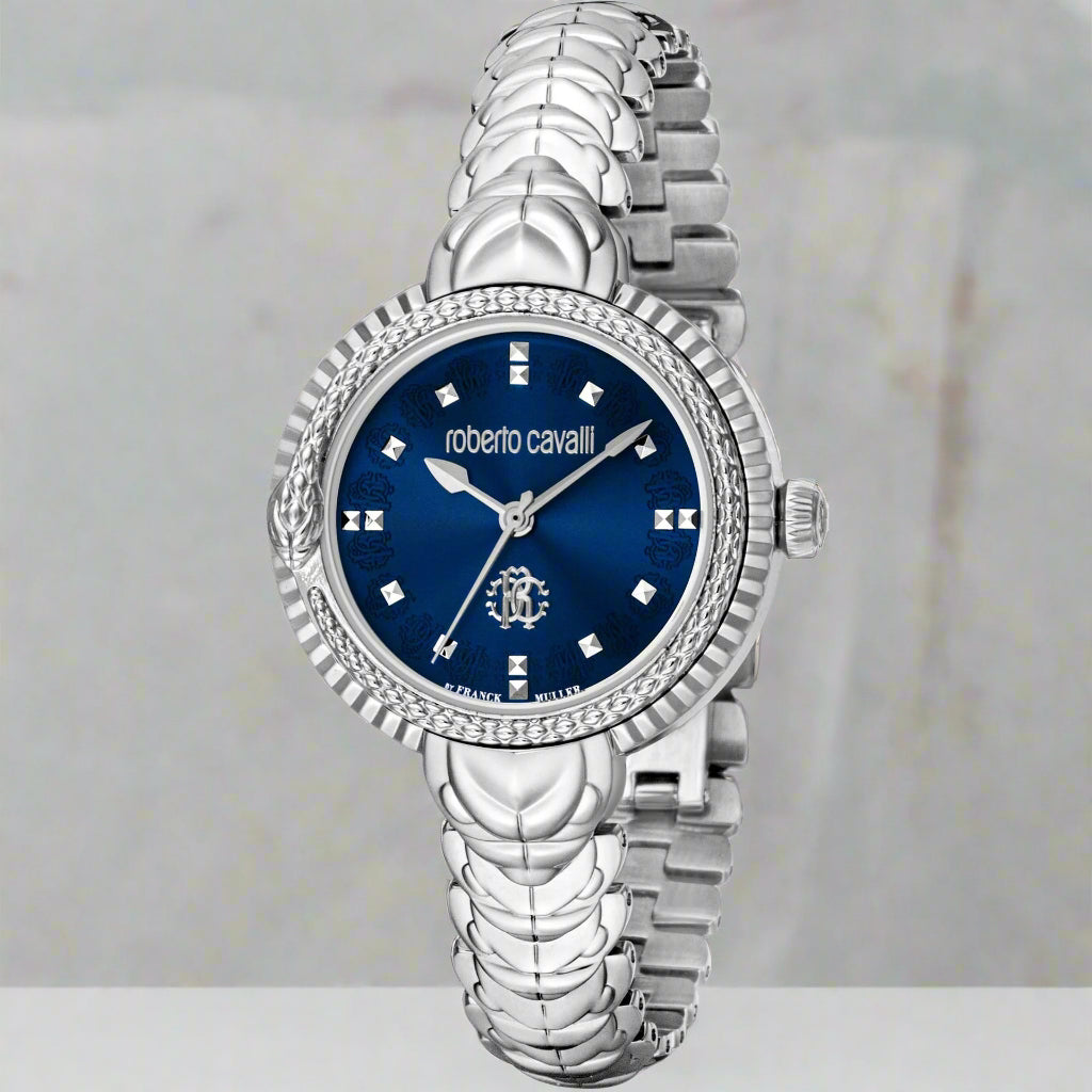 Women's blue dial silver tone watch