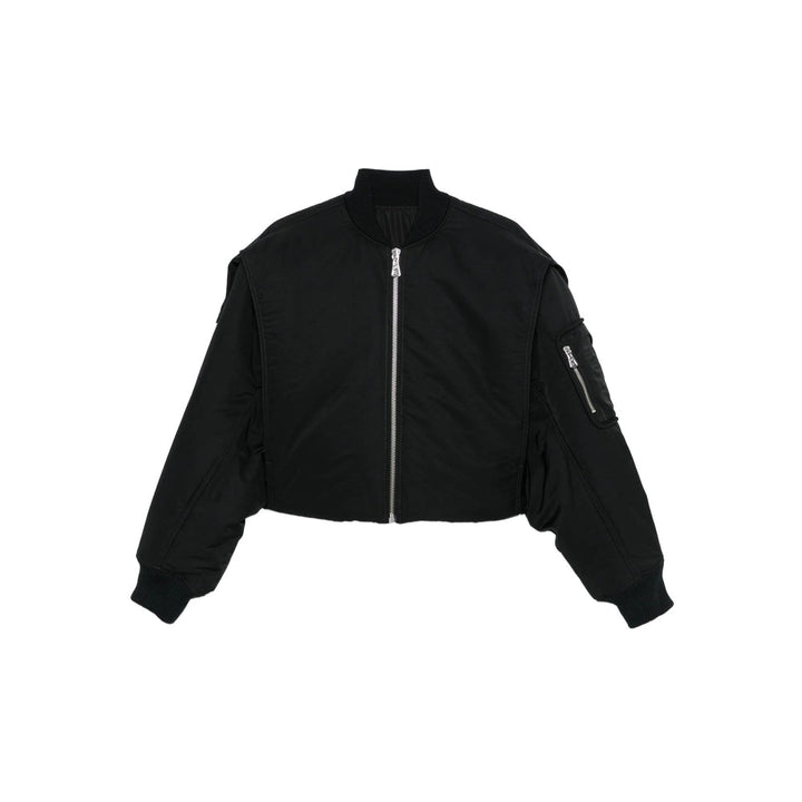 Black bomber jacket on a white background