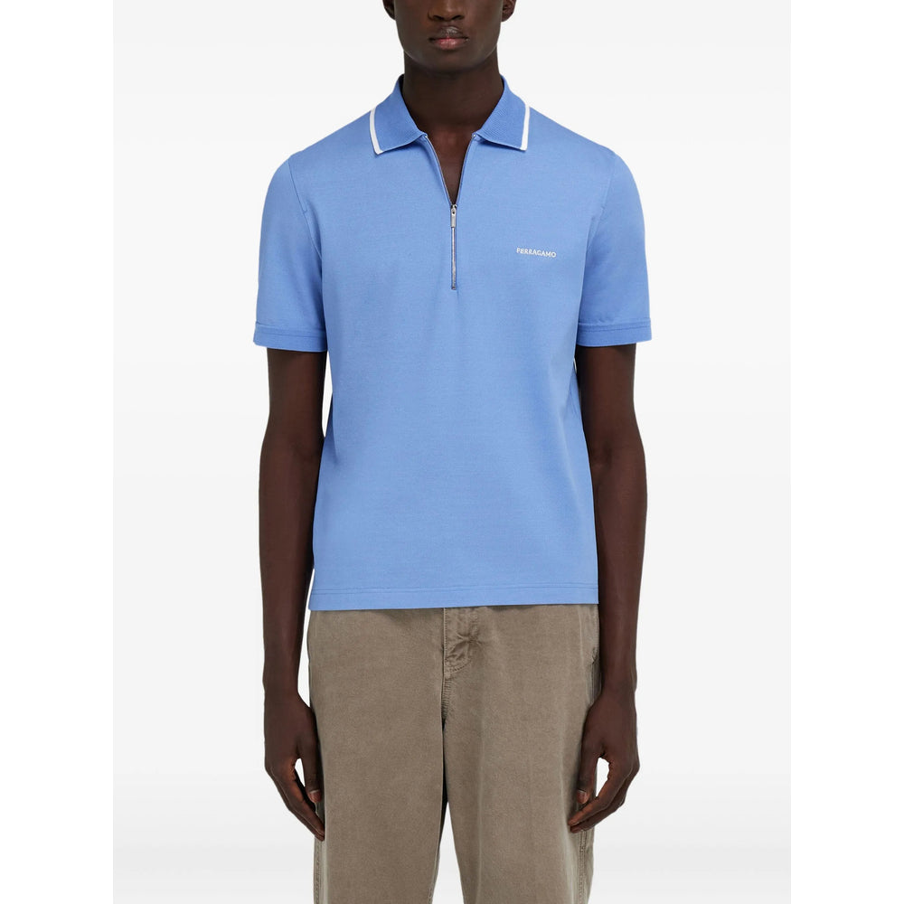 Ferragamo Blue Polo Shirts Men