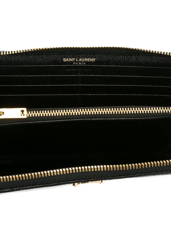 Saint Laurent Women Cassandre Matelassé Zip Around Wallet In Grain De Poudre Leather