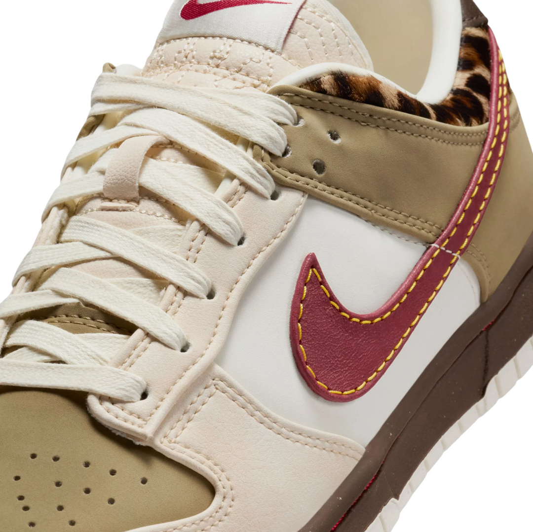 Nike Dunk Low Retro Khaki Team Red Pearl White Leopard (Women's)