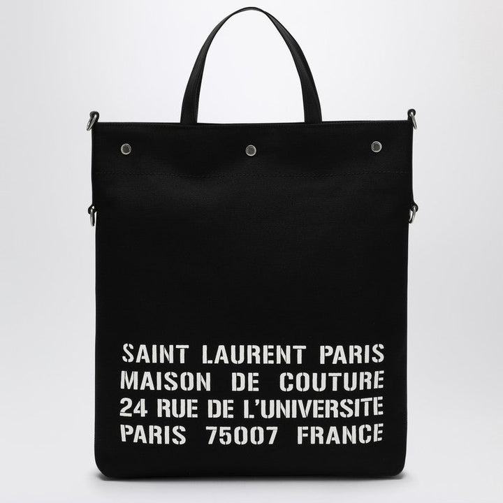 Saint Laurent North/South Tote Bag In Black Canvas Men