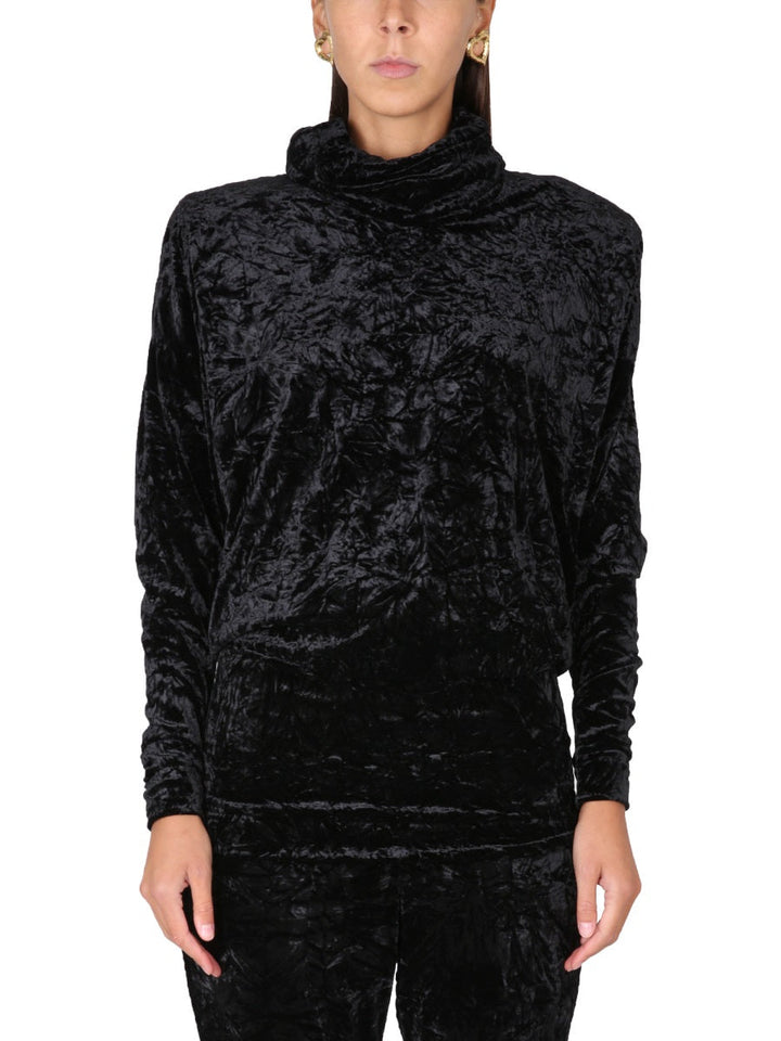 Saint Laurent Women Velvet Turtleneck Top