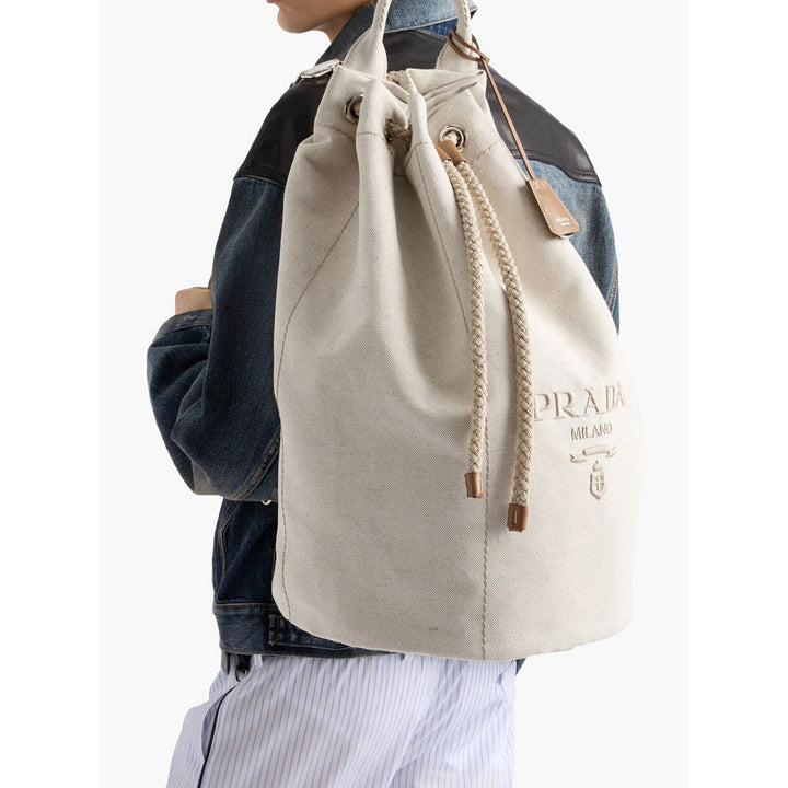 Prada Neutrals Backpacks Men