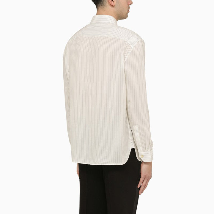 Saint Laurent Cassandre Striped Silk Shirt Men