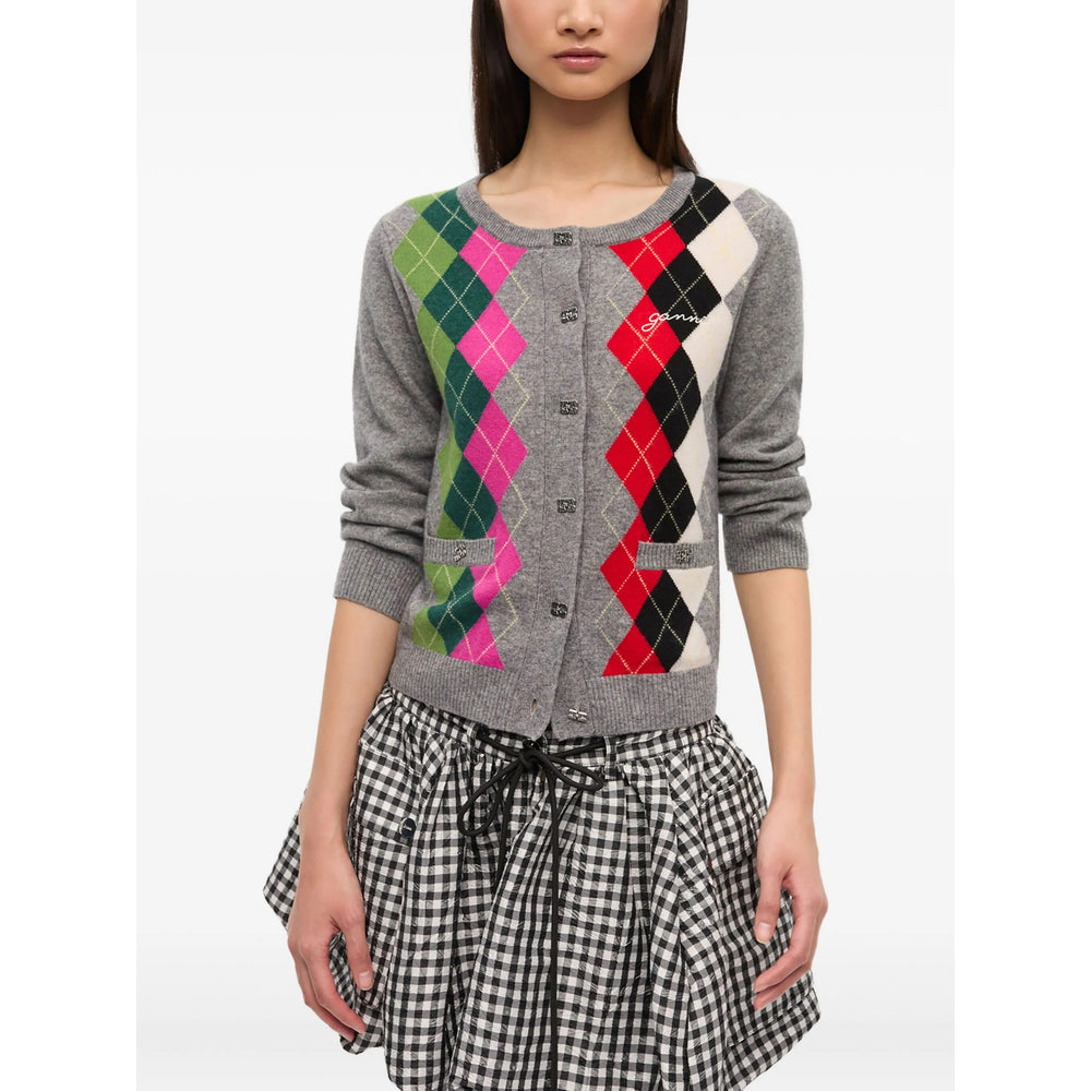 Ganni Grey Knitwear - Cardigans Women