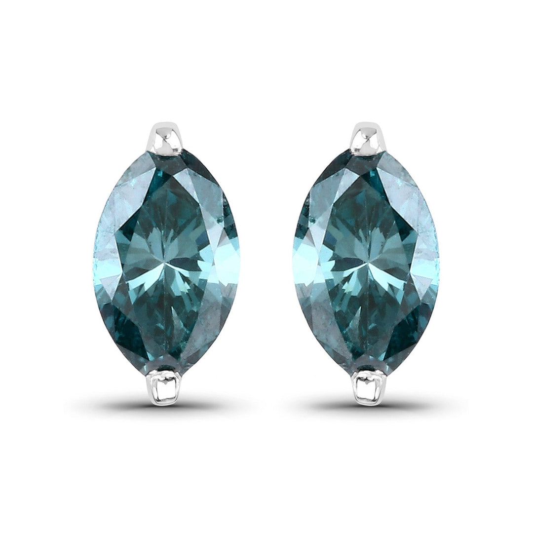 0.69 Carat Genuine Blue Diamond 14K White Gold Earrings