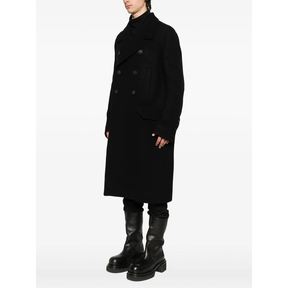 Rick Owens Black Coats - Double Breasted Coats Men