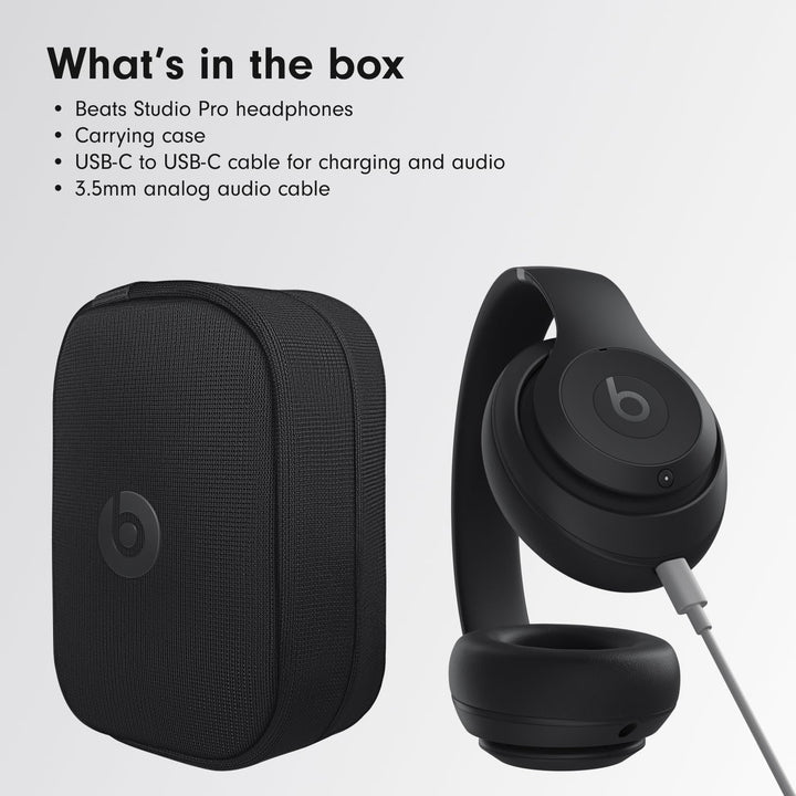 Beats Studio Pro Premium Wireless Over-Ear Headphones- Up to 40-Hour Battery Life, Active Noise Cancelling, Great for Travel &amp; Commuting, USB-C Lossless Audio, Apple &amp; Android Compatible -Black (Refurbished)