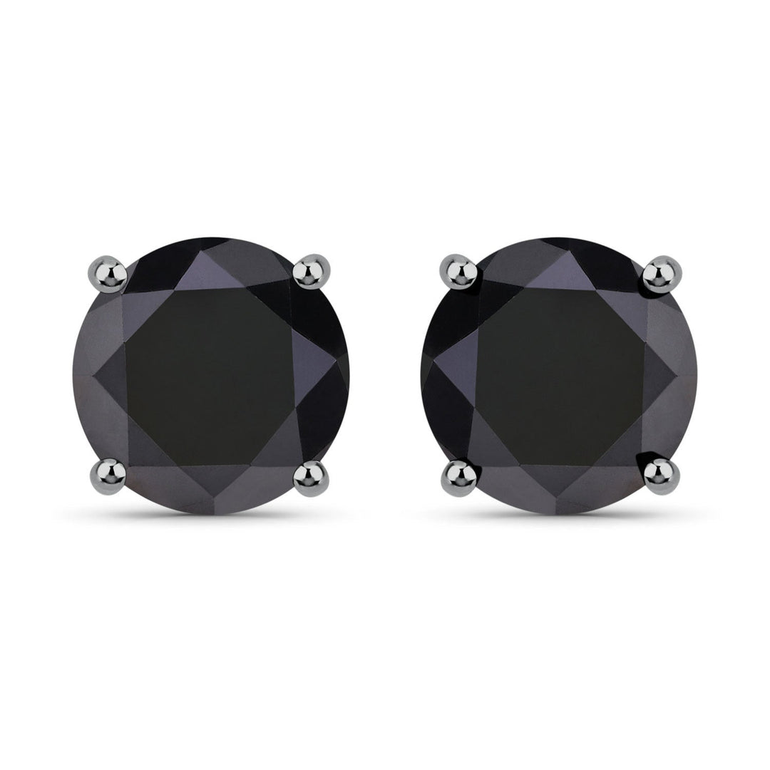4.81 Carat Genuine Black Diamond 14K White Gold Earrings