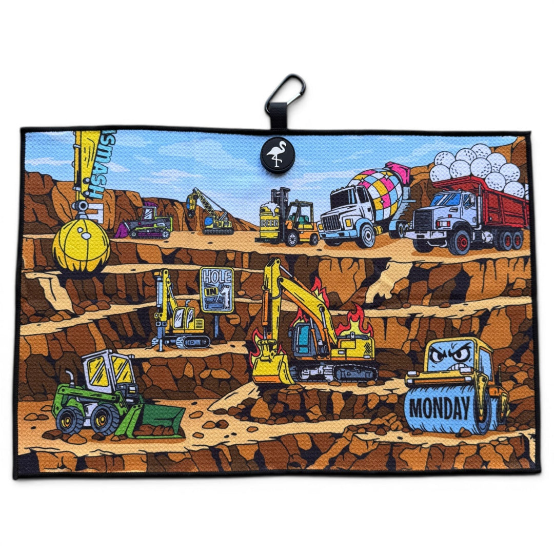 The Wrecking Crew Golf Towel | 24” x 16” Microfiber Towel | Magnetic Clip &amp; Carabiner | Premium Golf Accessory