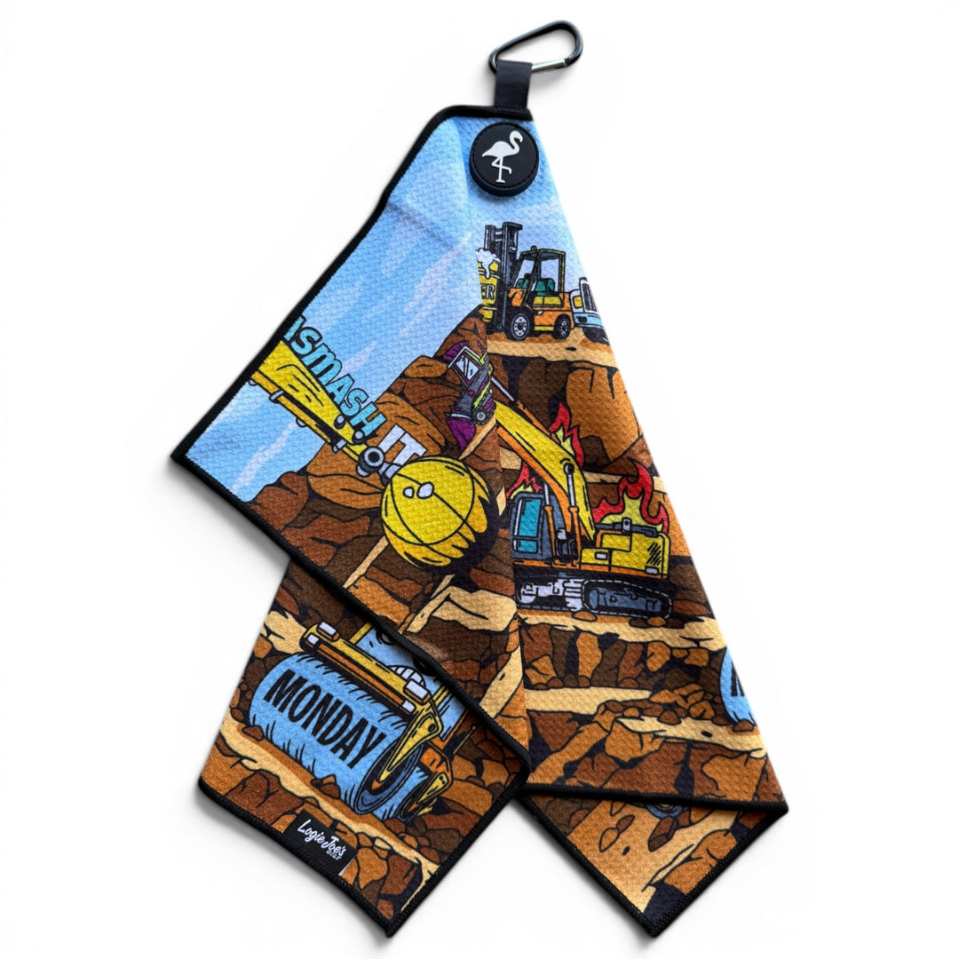 The Wrecking Crew Golf Towel | 24” x 16” Microfiber Towel | Magnetic Clip &amp; Carabiner | Premium Golf Accessory