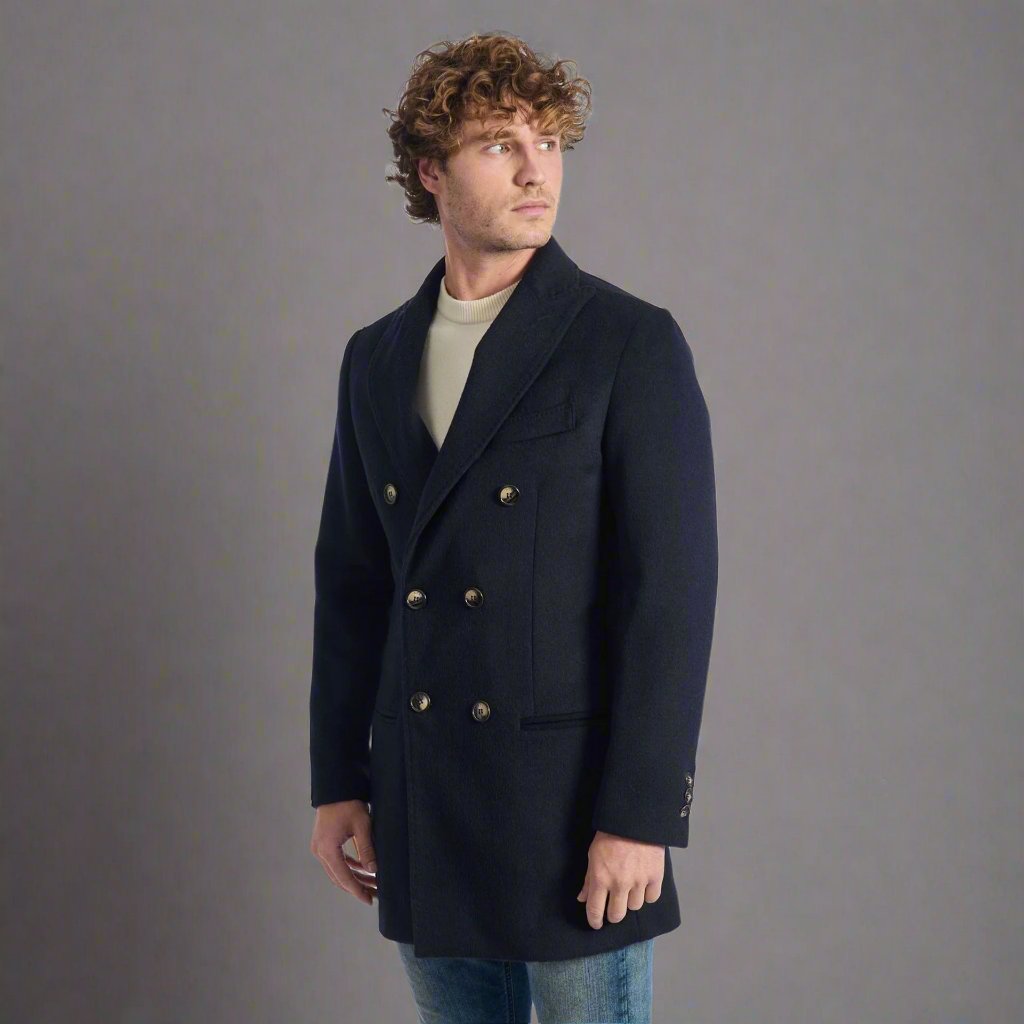 Roberto Pepe men's navy blue double breasted Luxury Coats