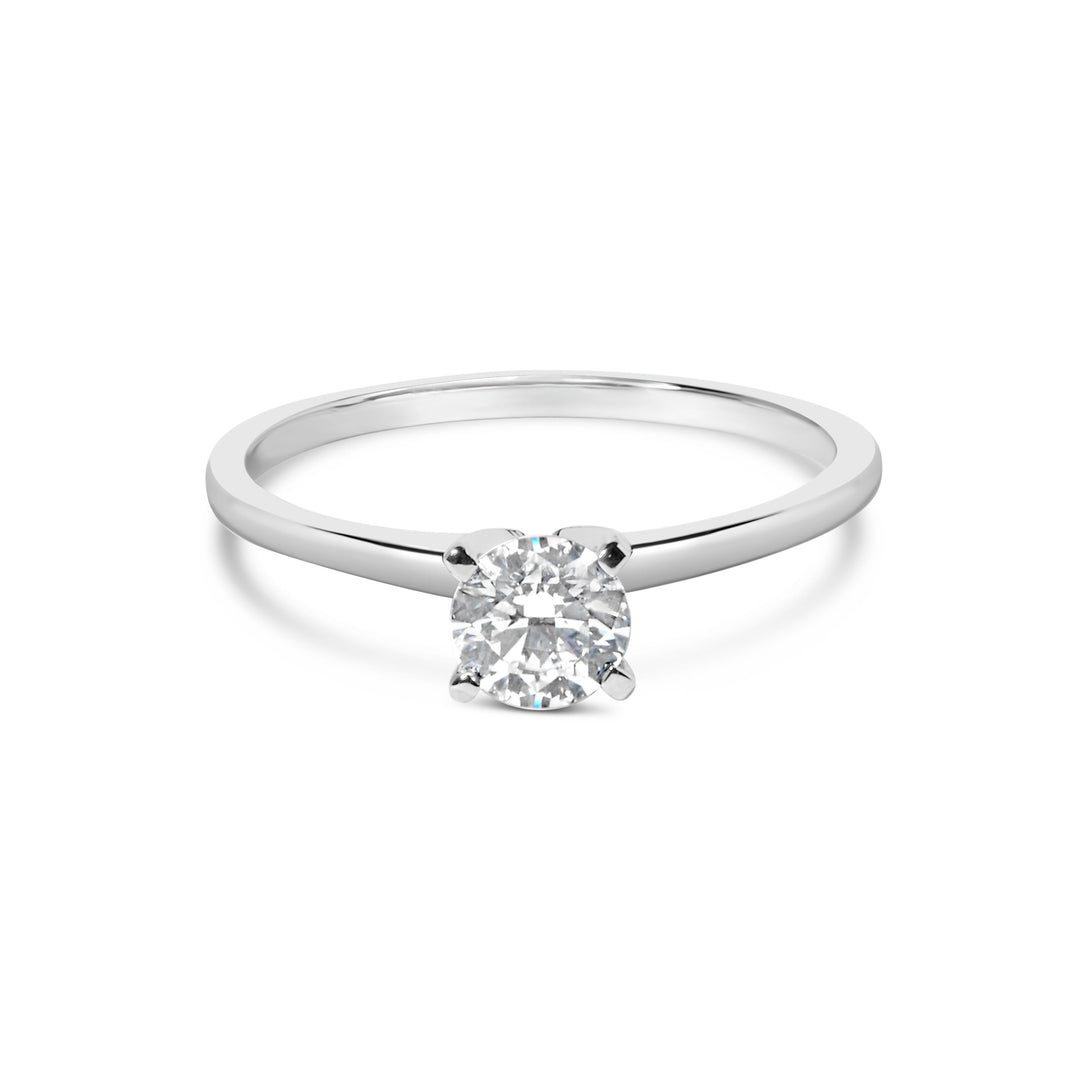 14K White Gold 1/2 Cttw Round Lab Grown Diamond 4 Prong Solitaire Engagement Ring (F-G Color, VS2-SI1 Clarity) - Size 7