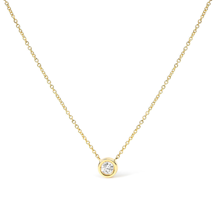 2 Micron 14K Rose Gold Plated Sterling Silver Bezel-Set Diamond Solitaire Pendant Necklace (1/3 cttw, H-I Color, I1-I2 Clarity)