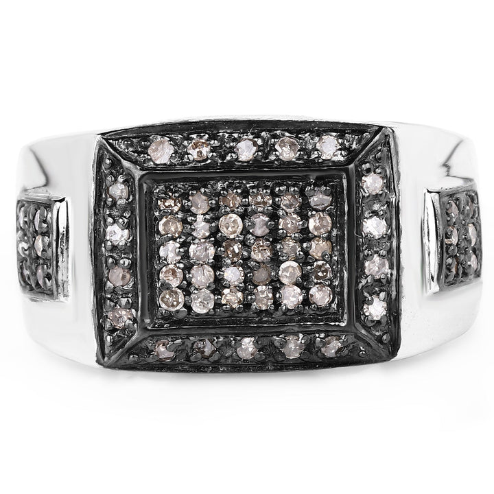 0.52 Carat Genuine Champagne Diamond .925 Sterling Silver Ring