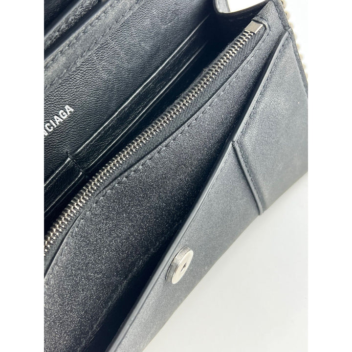 BALENCIAGA Hourglass Wallet On Chain Black Glitter Clutch Shoulder Bag