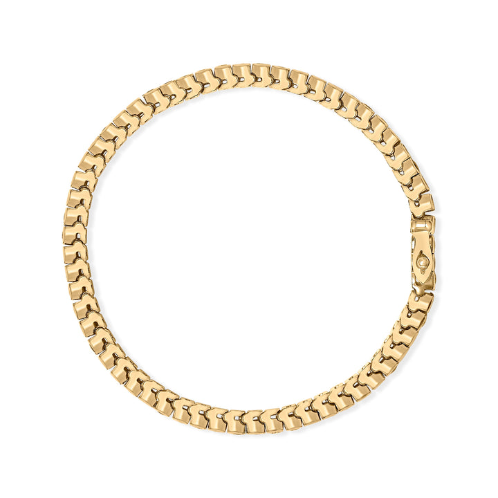 14K Yellow Gold 1 3/4 Cttw Diamond and 5.0 Cttw Blue Sapphire Bezel Set Tennis Bracelet (G-H Color, SI1-SI2 Clarity) - 7" Inches