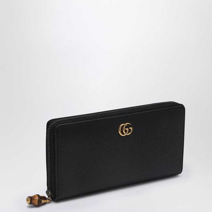 Gucci Black Zip Around Wallet With Bamboo Detail Women