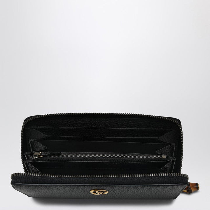 Gucci Black Zip Around Wallet With Bamboo Detail Women