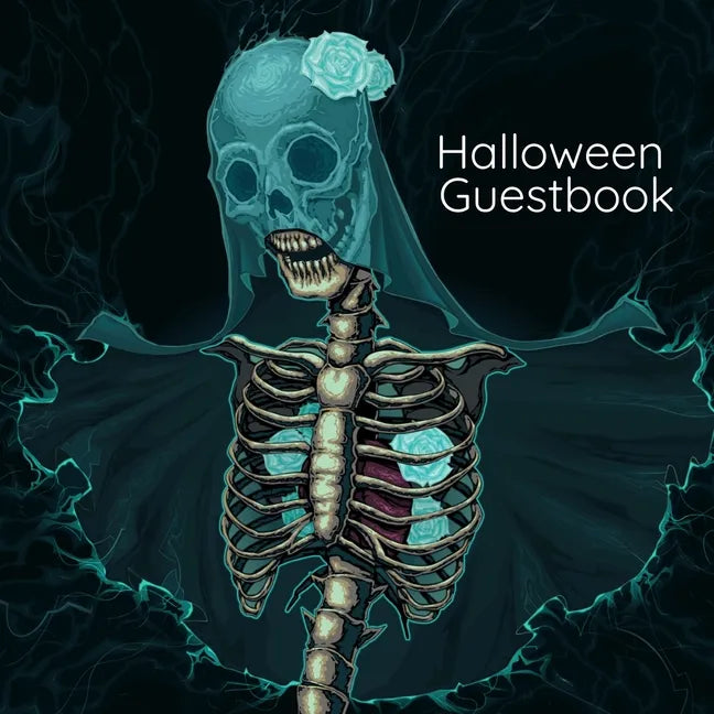 Halloween Guestbook: Gothic Wedding Guest Book For Bride And Groom - Black Themed Notebook for Adults - 8.5 x 8.5 Inches, 100 Pages With Li - Paperback