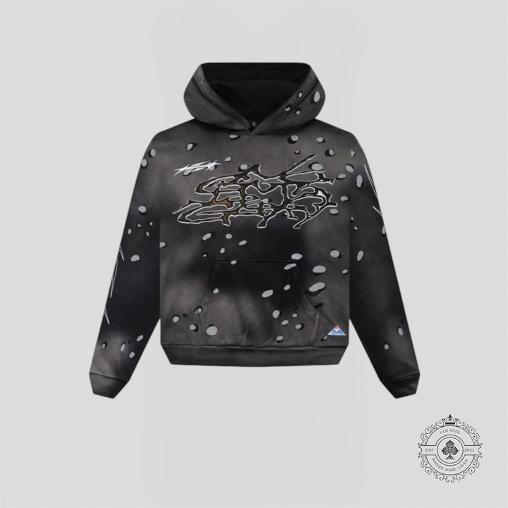 Hellstar No Guts, No Glory! Hoodie in Washed Black
