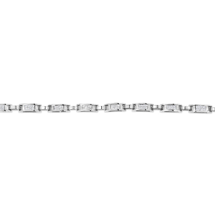 14K White Gold 1.00 Cttw Princess-Cut Diamond Link Bracelet (I-J Color, I1-I2 Clarity) - Size 7.25
