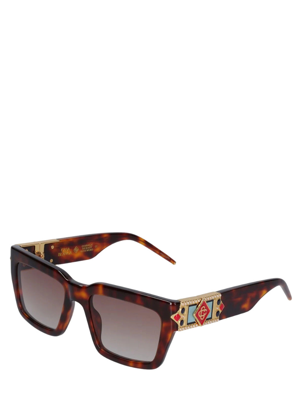 Casablanca Unisex Gold Plated Monogram Plaque Sunglasses