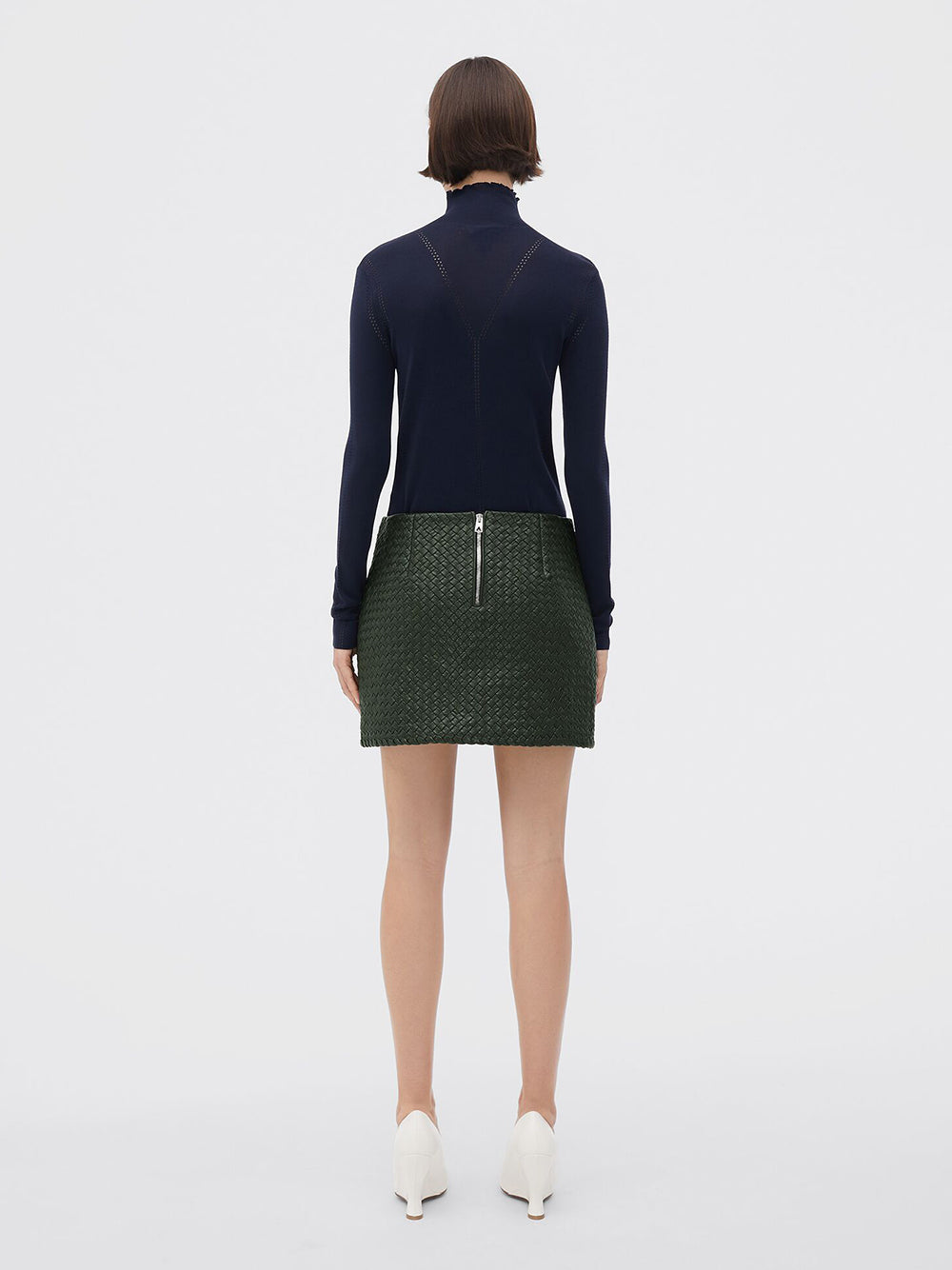 Bottega Veneta Women Intrecciato Leather Mini Skirt