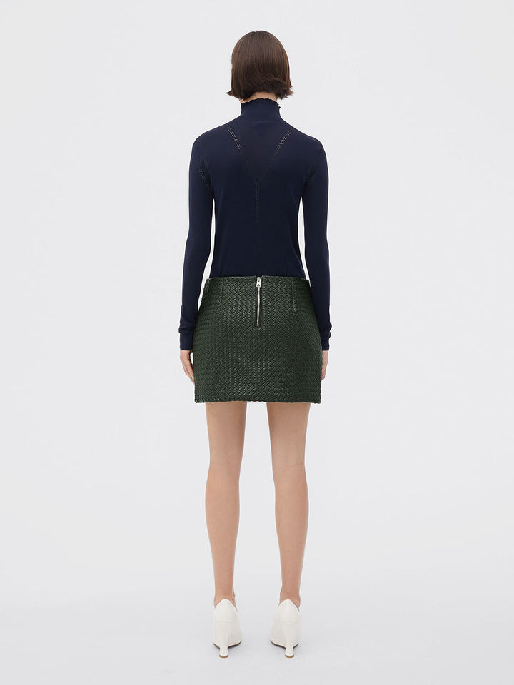 Bottega Veneta Women Intrecciato Leather Mini Skirt