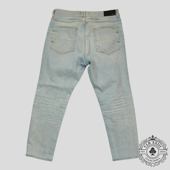 Amiri Watercolor Patch Jeans in Light Wash/Multicolor