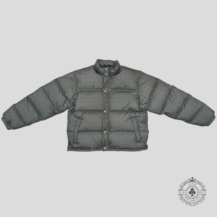 Chrome Heart Plus Pattern Puffer Jacket in Olive Green