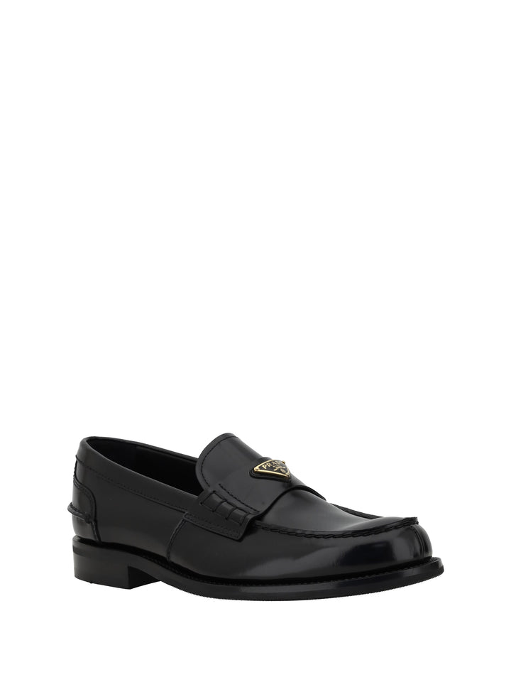 Prada Men Triangular Plaque Loafers