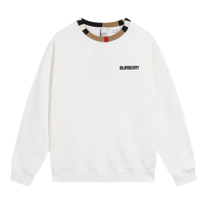 BURBERRY JARRAD WHITE COTTON ICON STRIPE COLLAR RED LOGO SWEATER