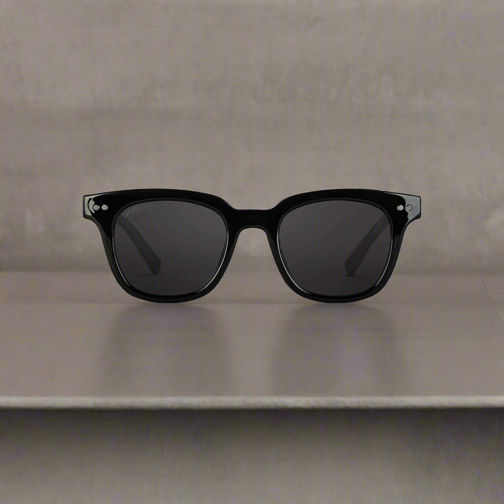 Black stylish Italian designed affordable sunglasses with UV protection.