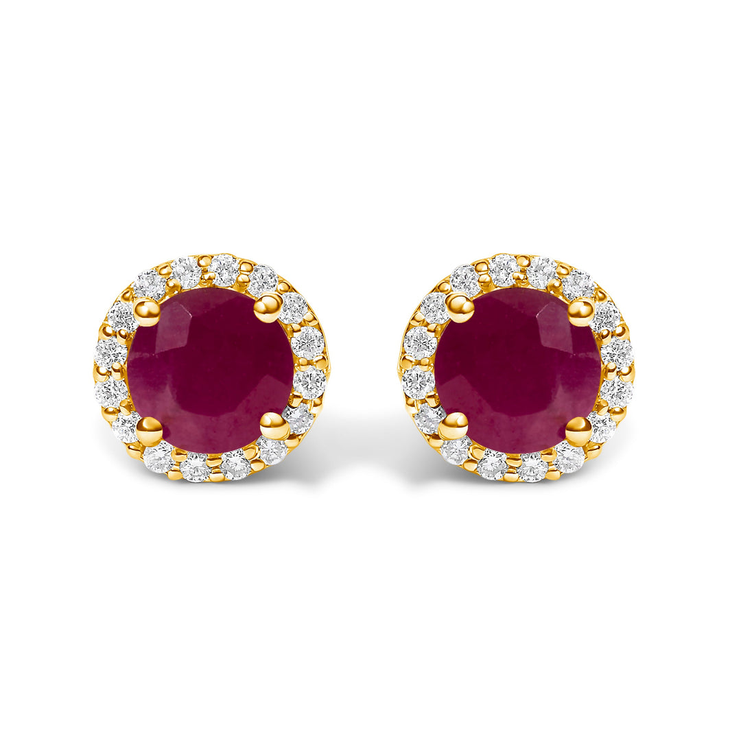10K White Gold Purple Amethyst and 1/6 Cttw Diamond Halo Stud Earring